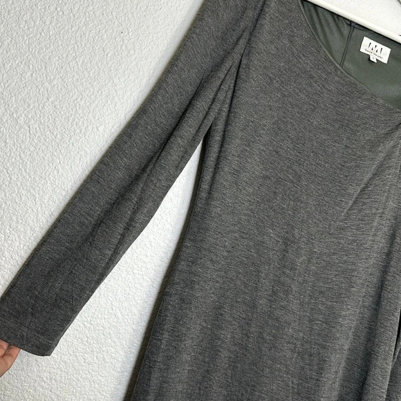 David Meister Grey Viscose Asymmetrical Neckline Long Sleeve Dress Size 12 - Picture 2 of 14
